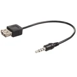 Maclean Brackets Maclean MCTV-693 Kabel Jack 3,5mm OTG (On-The-Go) Adapter USB Host High Speed Auto AUX Buchse schwarz Female Kabeladapter Audio