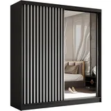 beautysofa Schwebetürenschrank, Schwarz, Weiß, 9 Fächer, 200x216x61 cm, Schlafzimmer, Kleiderschränke, Schwebetürenschränke