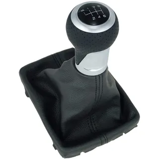 L&P A258-6 Leder Schalthebel Schaltsack Schaltmanschette Schwarz Schaltknauf perforiert 6 Gang 12mm kompatibel mit Audi A4 B8 A5 8T Q5 8R Knauf Schaltknopf Plug Play Ersatzteil für 8K0863278