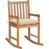 Schaukelstuhl Mit Cremeweißem Kissen Massivholz Teak