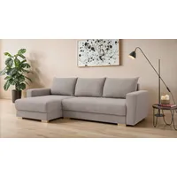 Ecksofa HOME AFFAIRE "MAGHERA universell Schlafsofa mit Bettkasten, Maße B/T/H: 255/142/84cm", beige, B:255cm H:84cm T:142cm, 100% Polyester, Sofas, Ecksofa, L-Form mit Recamiere rechts oder links montierbar, hoher Sitzkomfort