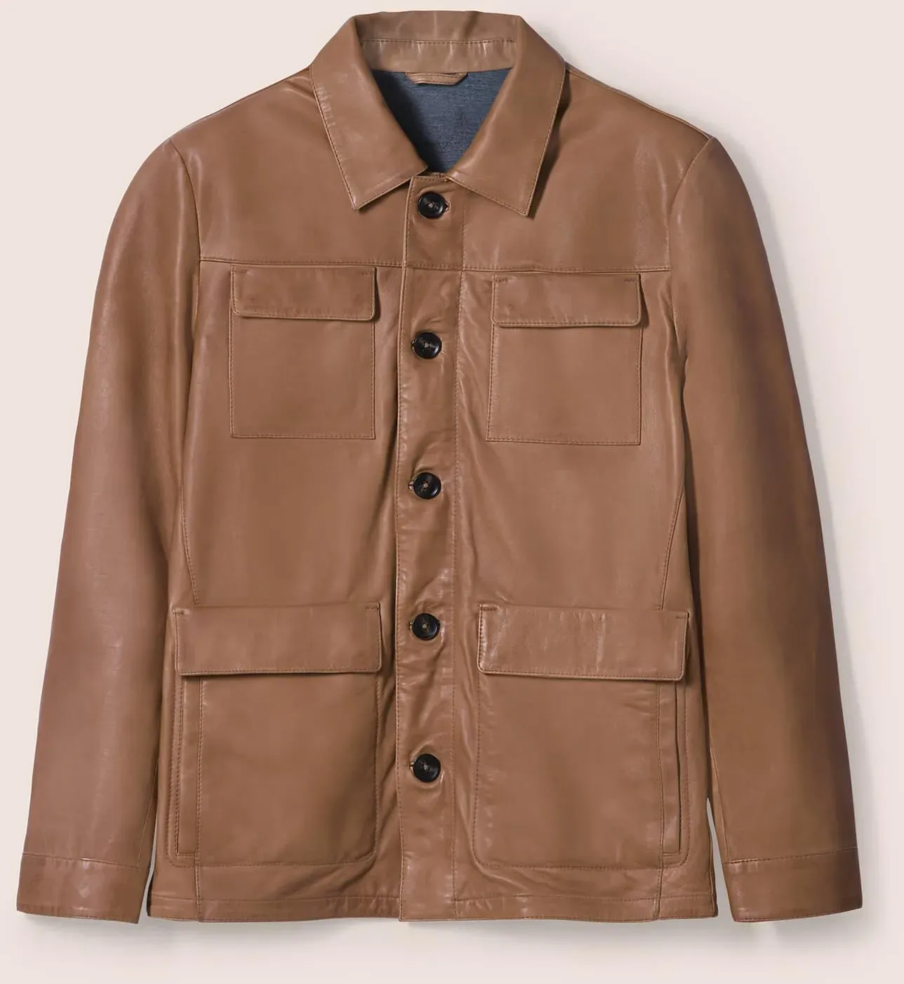 Walbusch Herren Multitaschen Lederjacke Braun