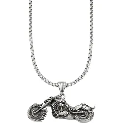 Bruno Banani Kette mit Anhänger »Schmuck Geschenk Venezia Flammen Höllen Motorrad, B4119N/20/00/55« Bruno Banani edelstahlfarben-schwarz