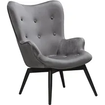 Dynamic24 Sessel Grau Samt Relaxsessel Polstersessel Ohrensessel Loungesessel