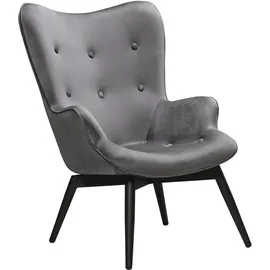 Dynamic24 Sessel Grau Samt Relaxsessel Polstersessel Ohrensessel Loungesessel