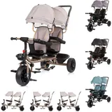 Chipolino Dreirad Hip Hop, zwei Kinder, bis 40 kg, Sitze 360° drehbar beige