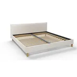 s-style möbel - Polsterbett 200x200 Volker Weiß Boucle Stoff Füße aus Massivholz