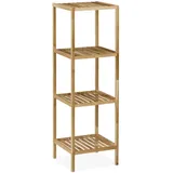 Relaxdays Badregal, Hellbraun, Holz, 35.5x113x35.5 cm, Badezimmer, Badezimmerregale, Badregale