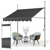 AXT SHADE Klemmmarkise 250cm Breit mit Handkurbel, Markise Balkon Ohne Bohren, Balkonmarkise UV-beständig Höhenverstellbar Wasserdicht & Sonnenschutz für Balkon Terrasse Garten-Anthrazit