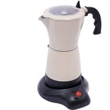 WOQLIBE Espressokocher,Elektrischer Espresso Kocher mit Basis für 6 Espressotassen: 300 ml,480W,Aluminiumlegierung (Cremeweiß)