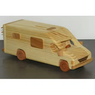 Holzprodukte Spardose Wohnmobil Spardose Reisemobil Camping WOMO Camper Caravan Wohnwagen 27 cm