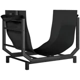 Outsunny Kaminholzregal Metall 53 x 33 x 43 cm mit Tragetasche Schwarz