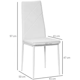 Homcom Esszimmerstuhl, 4er-Set Küchenstuhl, Gepolsterte Esszimmerstühle, Weiß,