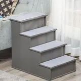 Haustiertreppe 4-stufige Hundetreppe Katzentreppe Einstiegshilfe Grau
