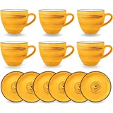 wilmax england Wilmax SPIRAL Tassen-Set mit Untertassen 300 ml, 6er-Set, Porzellan, Modernes Design