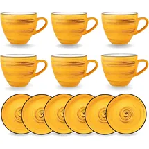 wilmax england Wilmax SPIRAL Tassen-Set mit Untertassen 300 ml, 6er-Set, Porzellan, Modernes Design
