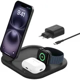 Belkin Boost Charge Magnetische, einklappbare, kabellose 3-in-1-Ladestation mit Qi2 15 W, Schwarz
