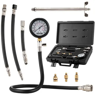 Vevor Kompressionsprüfer Kompressionstester Druckmanometer Testgerät Kompressionsmessgerät mit Manometer Benzinmotor 0–300 PSI und 0–2000 kPa Verdichtungsmesser inkl. 3x Adapter