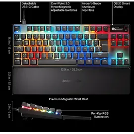 SteelSeries Apex Pro TKL GEN3, Gaming Tastatur, Mechanisch, Sonstiges, Kabelgebunden, Schwarz