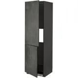 IKEA METOD HS f Kühl-/od Gefriersch m 2 Türen schwarz/Kalhyttan Betonmuster dunkelgrau 60x60x200 cm