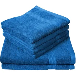 Handtuch Set DYCKHOFF "Planet", blau, 6 tlg., Frottier, Obermaterial: 100% Baumwolle, Handtuch-Sets, 4 Handtücher (50x100cm), 2 Duschtücher (70x140cm)