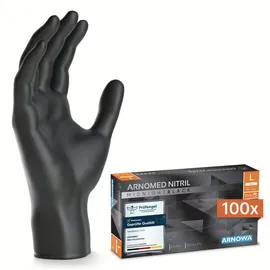 arnomed NITRIL MIDNIGHT BLACK Nitrilhandschuhe schwarz puderfrei 9/L