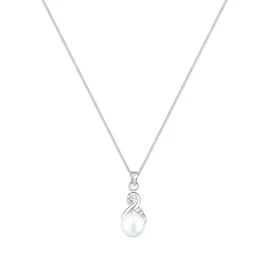 Elli Halskette Infinity Kristalle Süßwasserzuchtperle Silber/Weiß