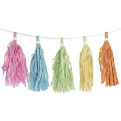VEPATIM Tassel-Girlande "Pastellfarben" aus Papier schwer entflammbar 3m