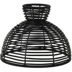 StarTrading Lampenschirm rund wetterfest Rattanoptik f. E27 Fassungen 26cm schwarz