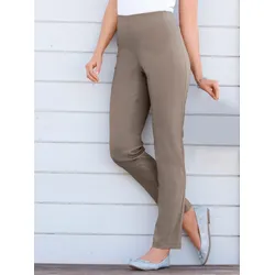 Dehnbund-Hose STEHMANN, Damen, Gr. 52, Normalgrößen, grau (taupe), 72% Viskose, 25% Polyamid, 3% Elasthan, unifarben, lang, Hosen