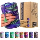 MeriWoolArt® Premium Makramee Garn - Makramee Baumwollgarn 3mm x 200m - Super weiches Garn, einfach gedrehte Makramee Schnur - Öko-Tex 100% recyceltes Baumwolle für DIY Boho Deko Handwerk