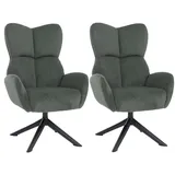 2er-Set Esszimmerstuhl HWC-Q54, Relaxstuhl Loungestuhl Polsterstuhl, drehbar Metall Cord (320g/m2) grün - Grün