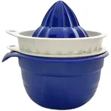 Tupperware SET Combi Plus kleine Rührschüssel 625 ml mit Deckel + Zitruswunder Zitruspresse Reibe dunkelblau blau weiß
