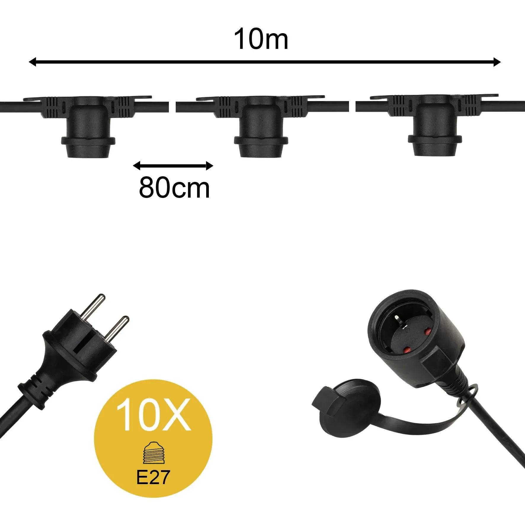 Bailey | Prikkabel 10 Meter | 10 Lichter | IP44