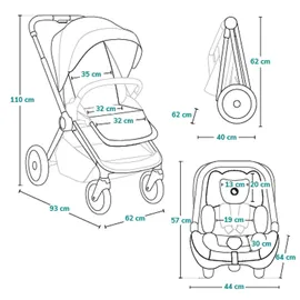 lionelo Mika Plus 2-in-1 Buggy 0-48 Monate (22kg), XXL-Verdeck mit UPF50+, 3-stufige Verstellung des Elterngriffs - Brown Rust - Braun