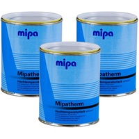 3x MIPA Mipatherm Schwarz Thermolack Ofenlack hitzebeständig bis 800°C 750 ml