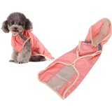 Hunde Regenjacke mit Kapuze, Hunde-Regenmantel aus Polyester, Regenmantel Hund Wasserdicht, mit Reflektierenden Streifen, Wasserdicht und Atmungsaktiv, Verstellbarer Haken, Angenehm zu Tragen(M-Rosa)