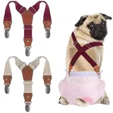 Fsahiuf 2 Stück Hunde-Hosenträger,Hundewindeln für Rüden,Hundewindeln für Hündinnen,Rüdenwindel, mit Metallschnallen,Haustier-Kleidung(Wine und Beige,s)