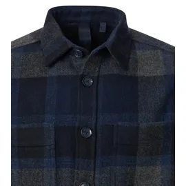 CasaModa Langarmhemd "CASAMODA Hemdjacke uni", Herren, Gr. 3XL, Normalgrößen, blau (dunkelblau), 50% Polyester, 40% Wolle, 10% Polyacryl, unifarben, lässig geschnitten, Hemden