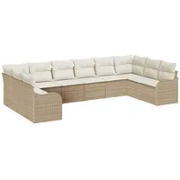 vidaXL Garten-Lounge-Set 10-tlg. beige/weiß