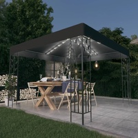 The Living Store Pavillon mit LED-Lichterkette 3x3 m Anthrazit