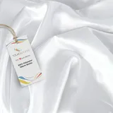 TOLKO 1m Glanz Satin Stoff Meterware als Modestoff Dekostoff Kostümstoff Gardinenstoff Vorhangstoff Hochzeitsstoff | Glitzer Satinstoffe zum Nähen Dekorieren | Nähstoffe 150cm breit (Weiß)