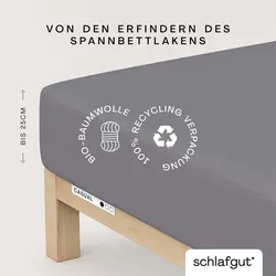 Schlafgut Spannbettlaken »CASUAL u.a. in Gr. 90x200, 140x200 oder 180x200 cm, 100% Bio-Baumwolle«, Bettlaken für Matratzen bis 25 cm Höhe, zuverlässig, langlebig, weich, 34947755-0 grey mid 1 St.