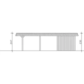 SKANHOLZ Einzelcarport Wendland 4,09 x 8,70 m Eiche hell mit Abstellraum und Aluminiumdach