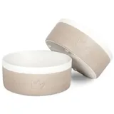 Rudelkönig Keramiknapf 900ml - Rutschfester Hundenapf beige 2x