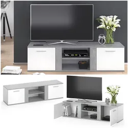 Vicco TV Lowboard Novelli Fernsehschrank Sideboard Fernsehtisch Weiß Beton