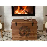 Uncle Joe ́s Truhe Sewing Couchtisch Truhentisch im Vintage Shabby chic Style aus Massiv-Holz in braun mit Stauraum und Deckel Holzkiste Beistelltisch Landhaus Wohnzimmertisch Holztisch nussbaum