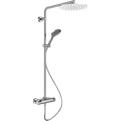Thermostatisches Duschsystem Vivid mit Ablage, Brausenarm Kopfbrause ø 300 mm Kunststoffschlauch 1600 mm Handbrausechrom