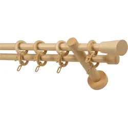 Gardinenstange GARESA "CLASSICO MOLIS", beige (natur), L:340cm, Gardinenstangen, Vorhanggarnitur, verlängerbar, Wandmontage, Keil, mit Ringe und Haken