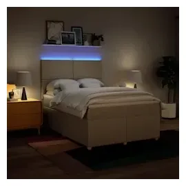 vidaXL Boxspringbett mit Matratze Creme 140x190 cm Stoff